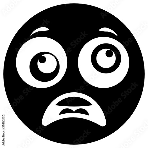 
A solid vector design of astonished emoticon in solid style 
