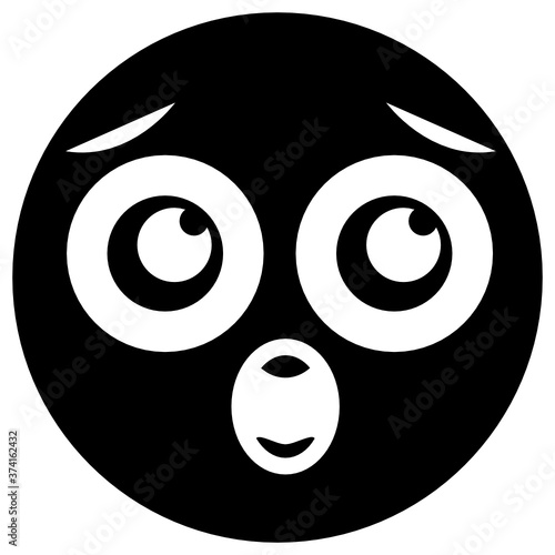 
A solid vector design of astonished emoticon in solid style 
