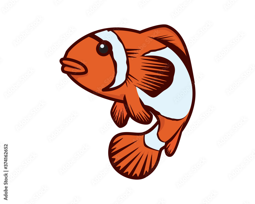 Fototapeta premium Cute Swimming Clown Fish Illustration