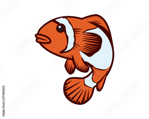 Cute Swimming Clown Fish Illustration