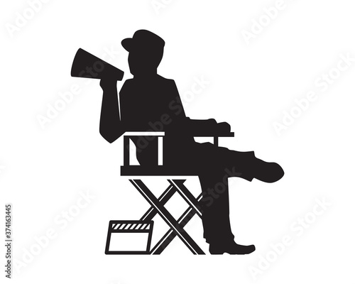Movie Director Illustration with Silhouette Style