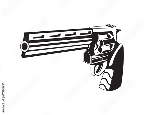 Old and Antique Revolver Handgun Illustration with Silhouette Style