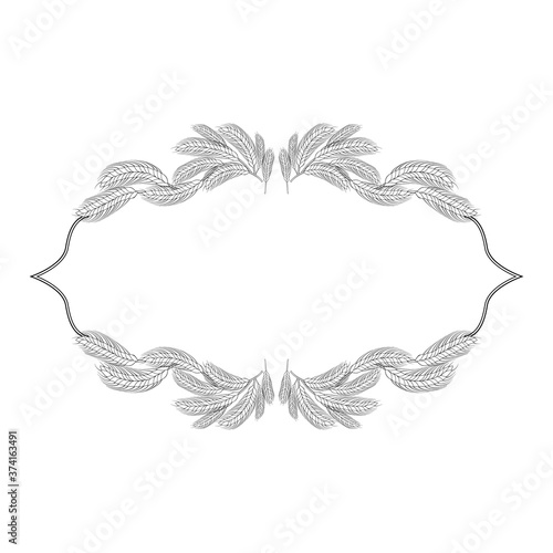 monochrome black frame with copy space from ears of wheat. decorative element for banner, diploma, business card.
