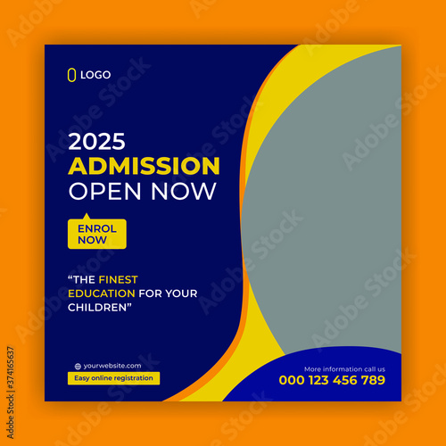 Admission open now social media banner template Premium Vector