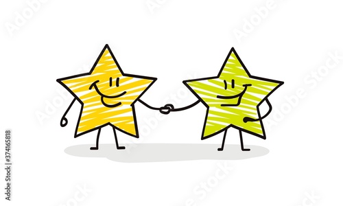 Doodle stick figures: Handshake.