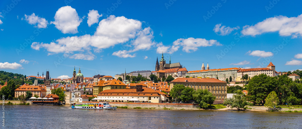 A view of old Prague from the Vltava river on a lovely lazy afternoon
