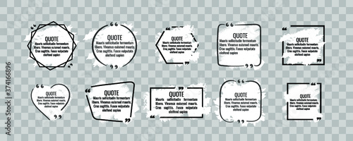 Quote frame notes.
Layout for links and digital information.
Set of blank quote frame templates. Text in brackets, quote blank speech bubbles, quote bubbles. Isolated template. Vector illustration.

