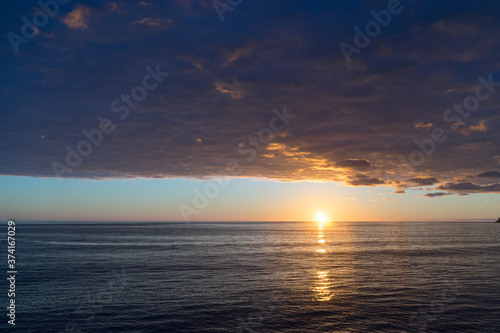 Seascape at sunset with heavy storm clouds © vvicca