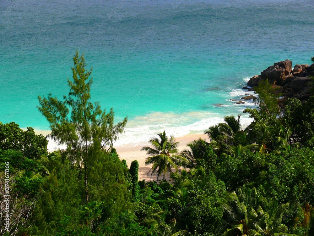 Seychelles, Indian Ocean, Praslin Island, east coast, Anse Georgette beach