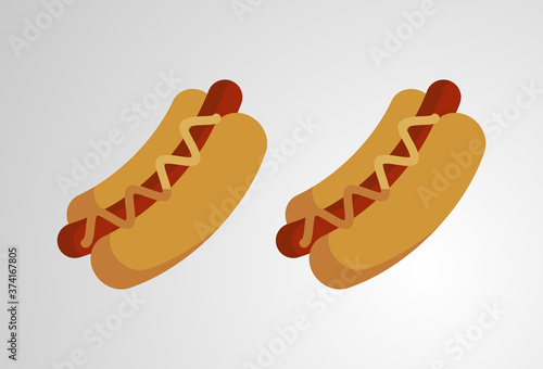 Flat Illustration of Fast Food Hot Dog  Food themed design or World Food Day
