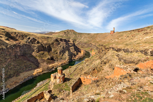 Remains of the ancient capital of Bagradit Armenian Kingdom Ani, in Kars, Turkey. photo