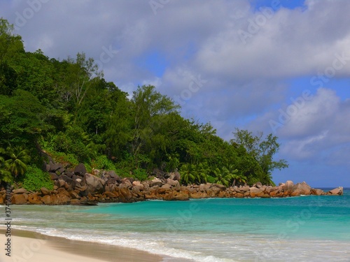 Seychelles  Indian Ocean  Praslin Island  east coast  Anse Georgette beach