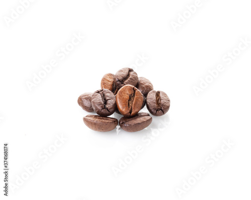 coffee beans in close - up isolated on a white background