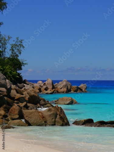 Seychelles, Indian Ocean, Praslin Island, east coast, Anse Georgette beach