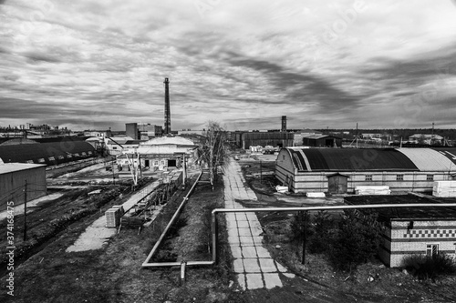 Industrial landsccape of small woodworking factory photo