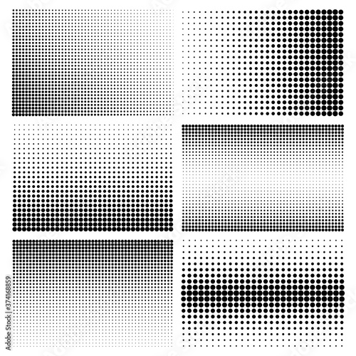 Halftone design elements with black dots isolated on white background. Comic dotted pattern.Vector illustration.