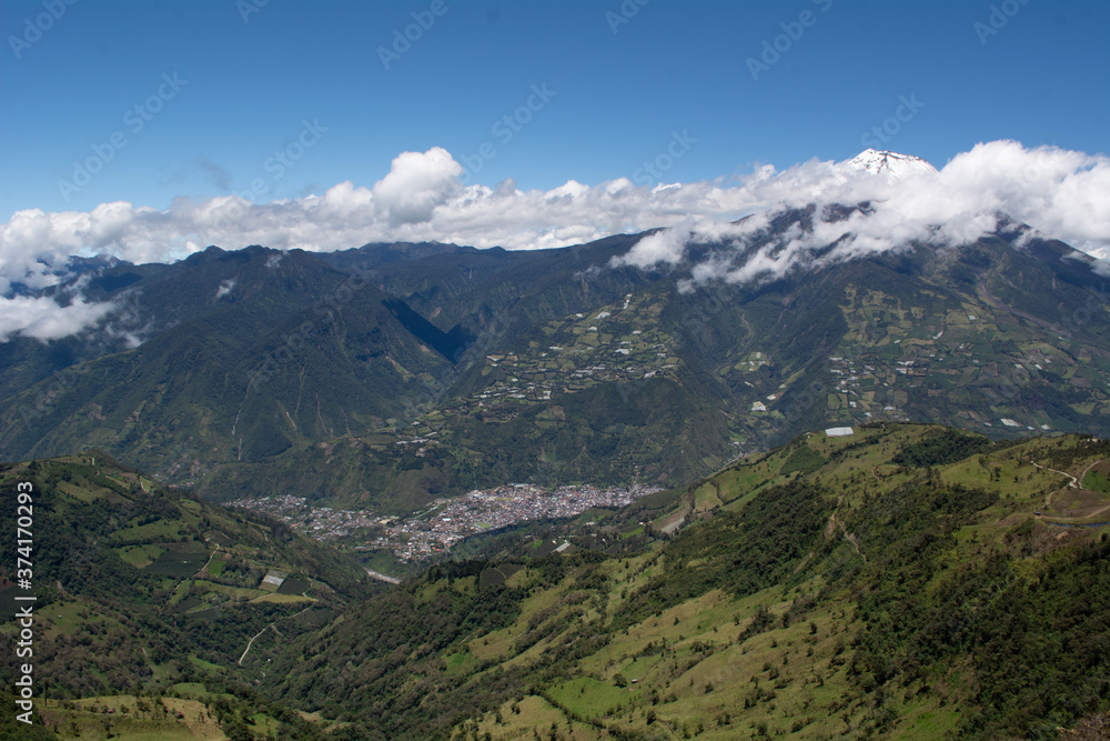 The Tungurahua volcano is an active stratovolcano located in the Andean zone of Ecuador. The volcano rises in the Eastern Cordillera of Ecuador, border of the provinces of Chimborazo and Tungurahua, a