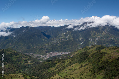 The Tungurahua volcano is an active stratovolcano located in the Andean zone of Ecuador. The volcano rises in the Eastern Cordillera of Ecuador, border of the provinces of Chimborazo and Tungurahua, a