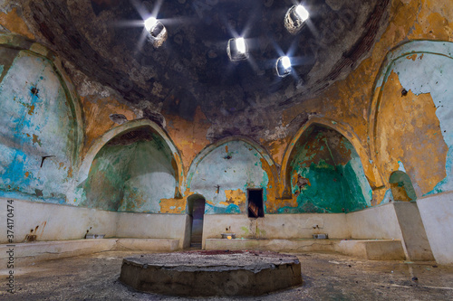 Abandoned historical Turkish Bath built by the Ottomans, in Kars, Turkey.