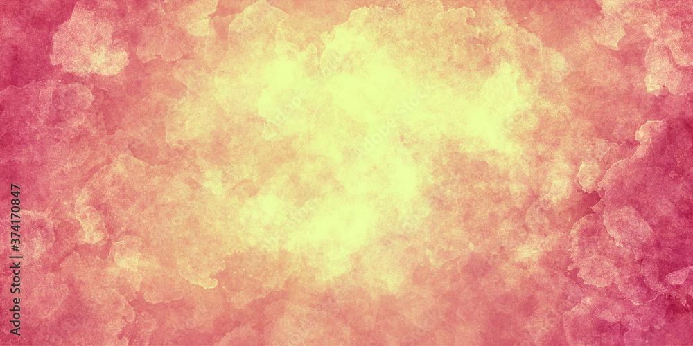 pink grunge abstract stylish bright background with space effect, noise, spots and yellow space in center