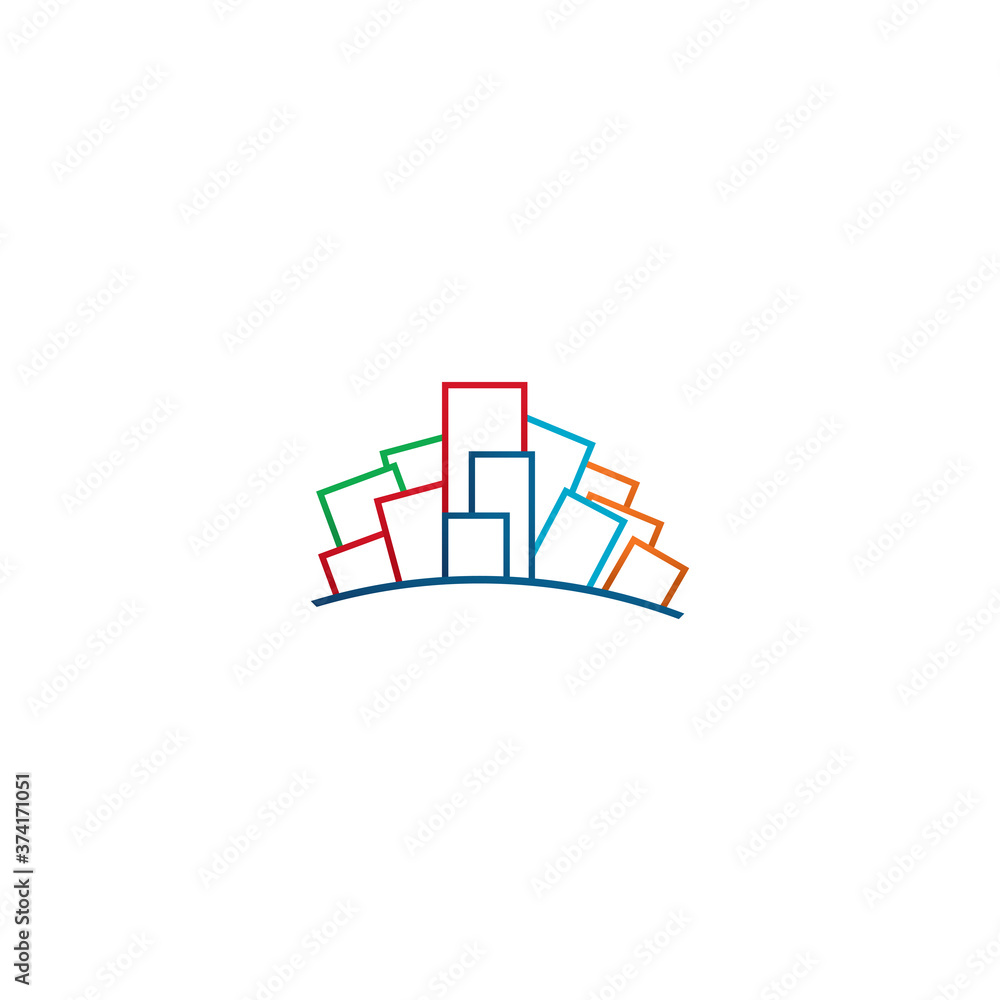 Illustration Vector Graphic of Line City Building