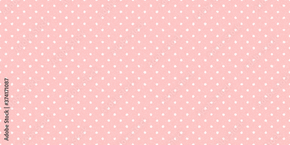 pink abstract cute gentle pastel background with white polka dots spots. Textured vintage background.