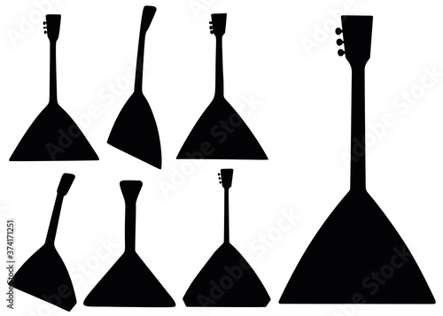 Balalaika in the set. Musical instrument.