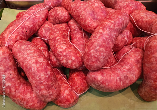 group of pork sausages ready for sale