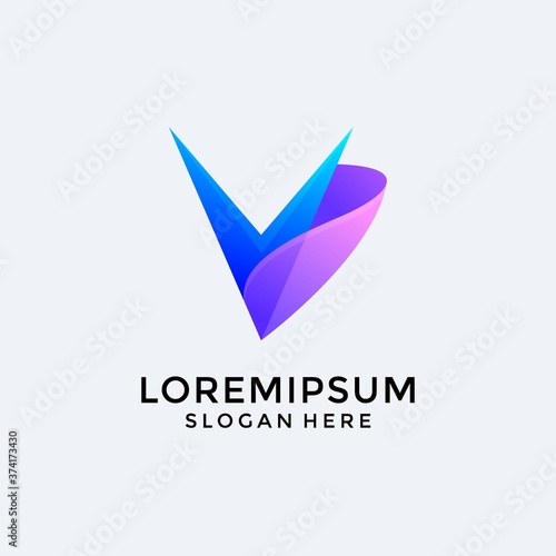 colorful letter v logo template