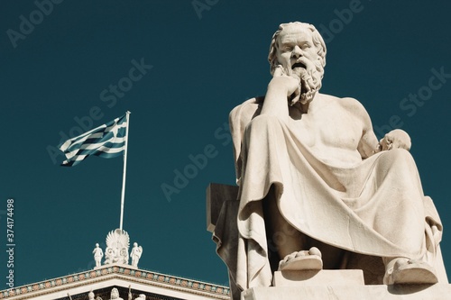 Greece, Athens, February 1 2020 - Statue of the ancient Greek philosopher Socrates. photo