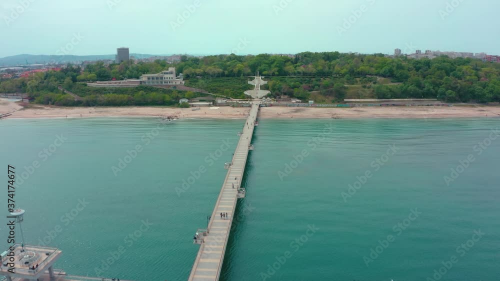 Aerial view of Burgas bridge during the summer. Beautiful Black Sea landscape from Burgas, Bulgaria. Seascape of Burgas bay. Aerial view of Burgas bridge during the summer. Beautiful Black Sea landscape from Burgas, Bulgaria. Seascape of Burgas bay.