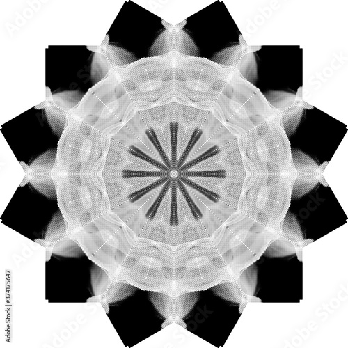 Halftone ornament, monochrome pattern. Drawing vintage style. Grunge texture. Points vintage drawing. Abstract art background. Modern symmetric pattern. Festive art backdrop. Creative vector element