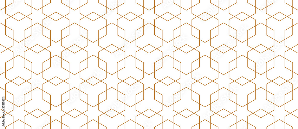 Naklejka premium Vector seamless geometric pattern. Modern thin hexagon grid texture.