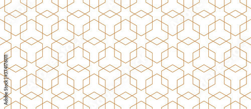 Vector seamless geometric pattern. Modern thin hexagon grid texture.
