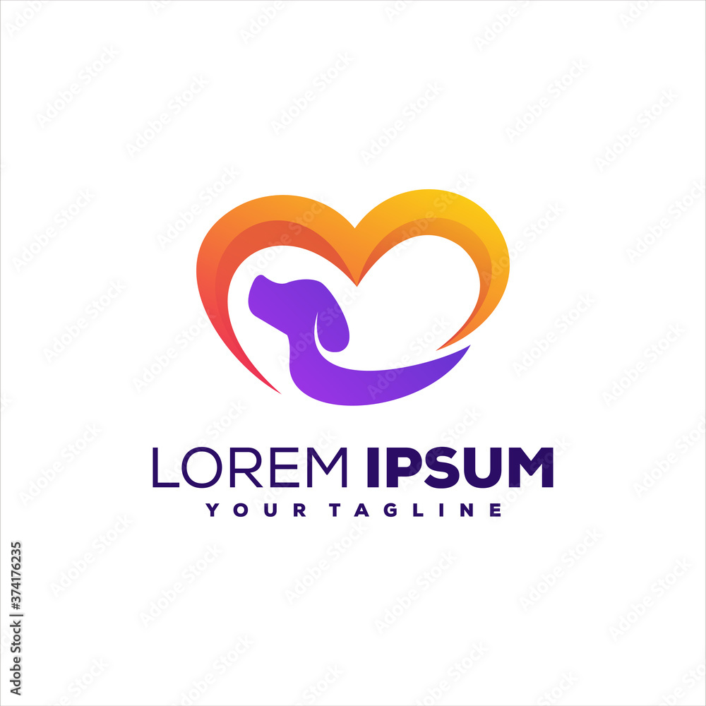 dog care gradient logo design dog care gradient logo design