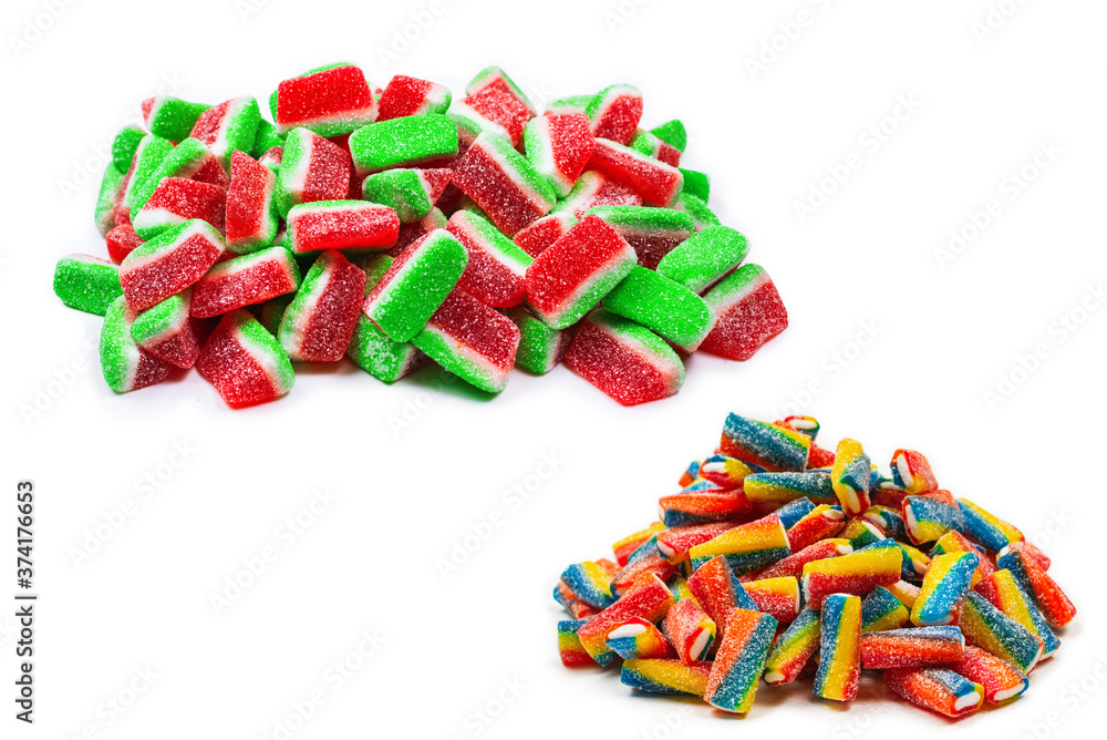 Watermelon jelly sweets. Tasty chewing candies.