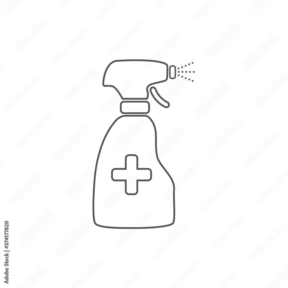 Anti-Bacterial Alcohol Agent, Sanitizer, Bottle Spray Flat Style Vector Line Icon Anti-Bacterial Alcohol Agent, Sanitizer, Bottle Spray Flat Style Vector Line Icon