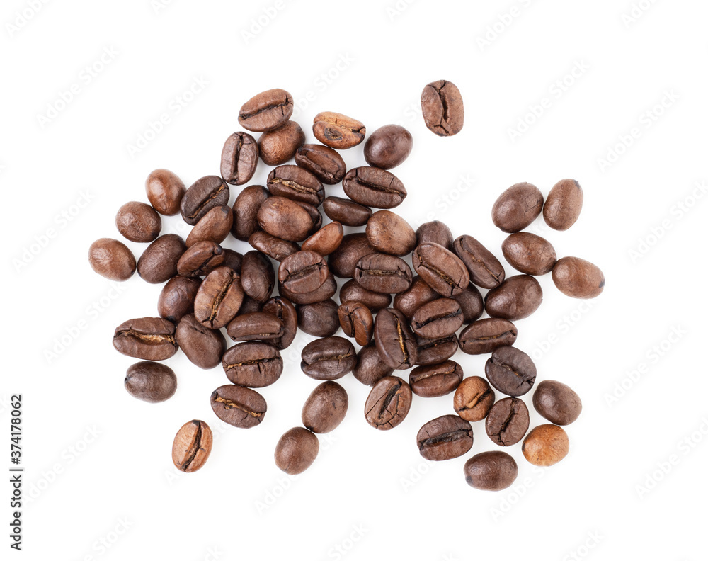 Brown coffee beans isolated on a white background Brown coffee beans isolated on a white background