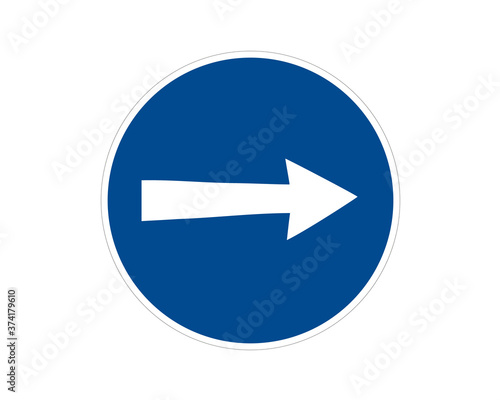 Traffic sign, commanded direction of travel, vector icon