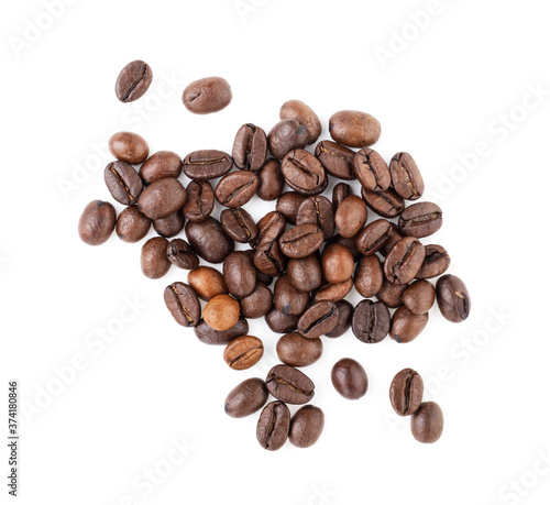 Coffee beans isolated on a white background close-up