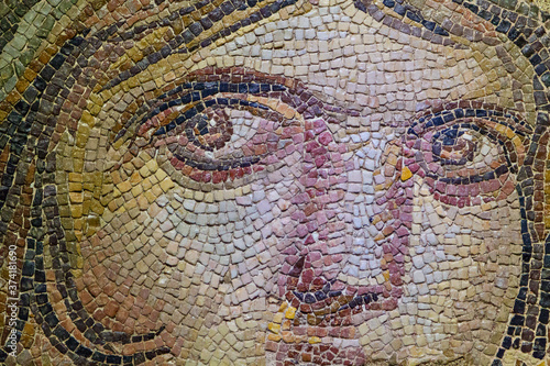 Roman mosaic of Gypsy Girl from the ancient site of Zeugma, in the Archaeological Museum of Gaziantep, in Gaziantep, Turkey. photo