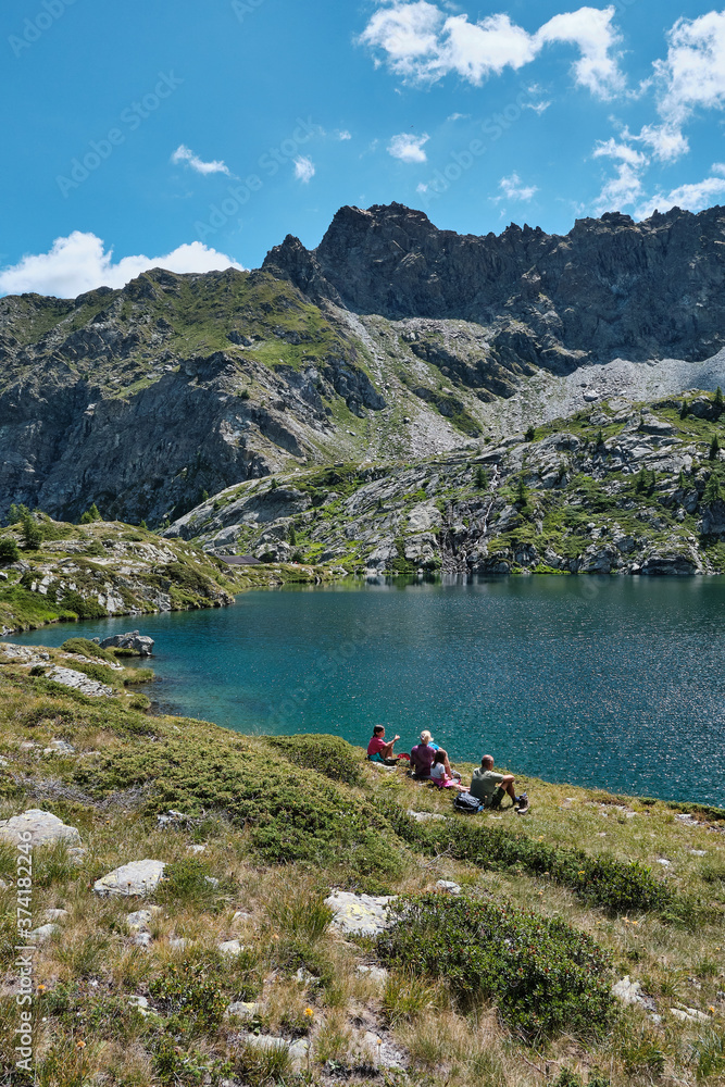 Trekking for the Vercoche lake in Valle D'Aosta, Italy