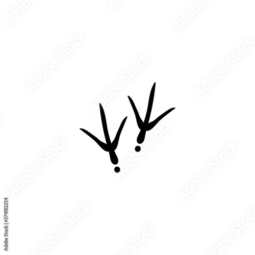 Bird trail vector icon. Turkey trace. Black Bird footprints track