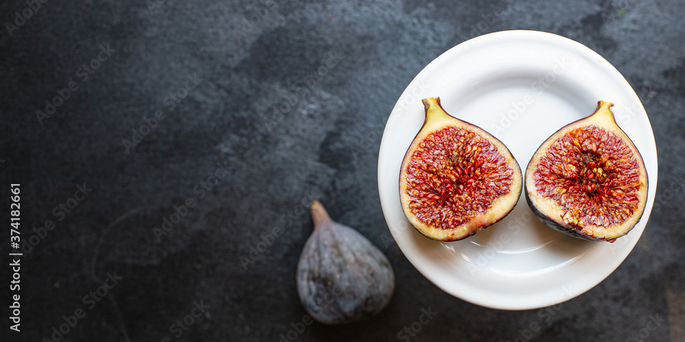 figs fruit ripe raw juicy slices serving size  healthy ething portion top view place for text copy space 