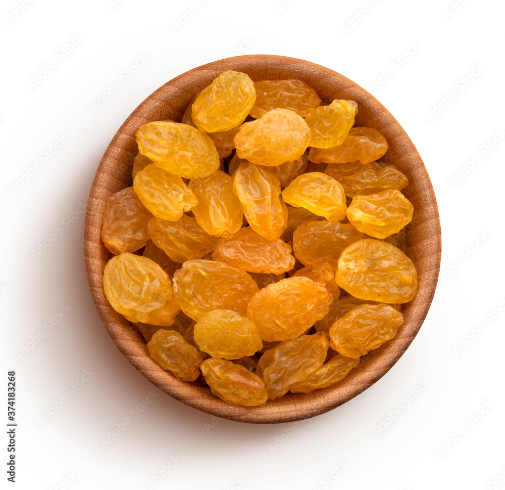 Top view of raisins isolated on white background Top view of raisins isolated on white background
