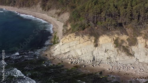 Summer scenes sea and beach shot from the air