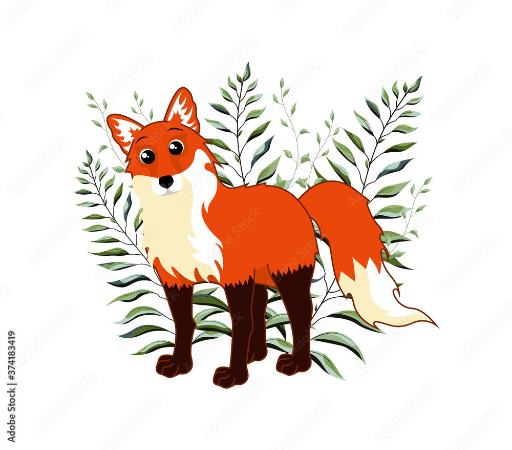 Cute woodland forest animals fox. Great for baby shower and kids design. Vector illustration isolated on white background. Cute woodland forest animals fox. Great for baby shower and kids design. Vector illustration isolated on white background.