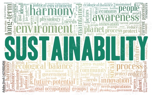 Sustainability vector illustration word cloud isolated on a white background.