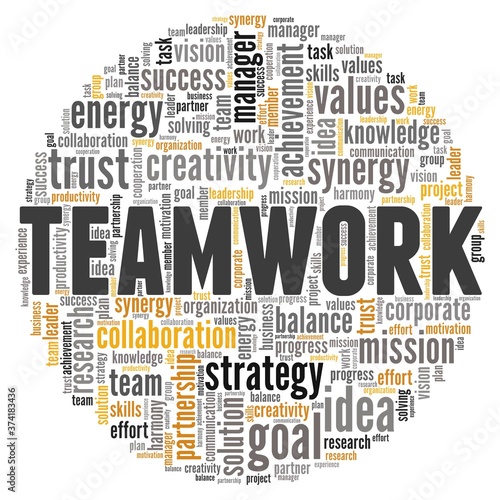 Teamwork vector illustration word cloud isolated on a white background.