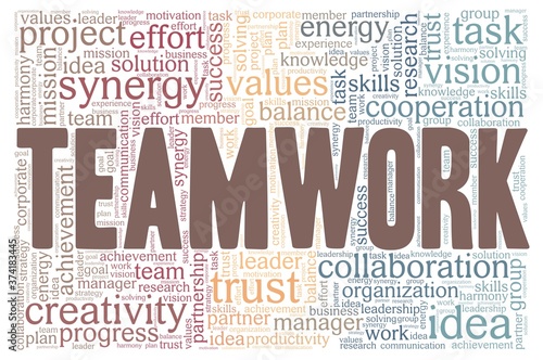 Teamwork vector illustration word cloud isolated on a white background.